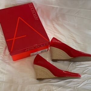 AEROSOLES Vibrant Red Wedge Shoes